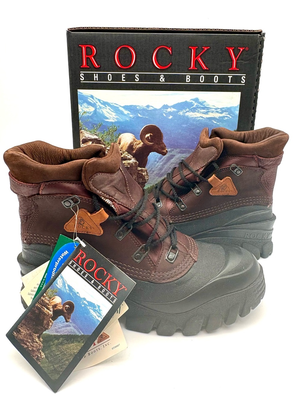 Vintage Rocky 9581 Waterproof Winter Boots Men's Size 11 Brown Leather NIB NOS